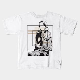 Girl and her cat version 4 Kids T-Shirt